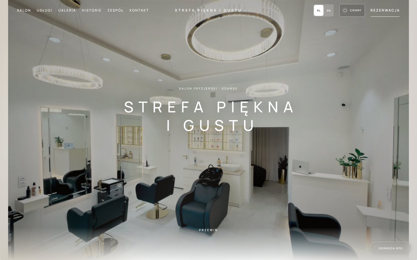 Strefa Piękna i Gustu website, hero section